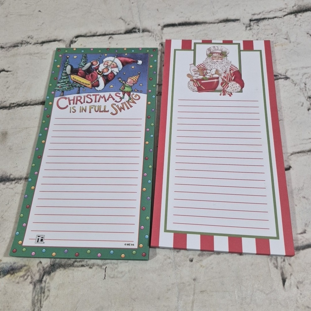 Christmas List Magnetic Note Pads Lot Of 2 Santa Claus Mary Engelbreit Studio 18
